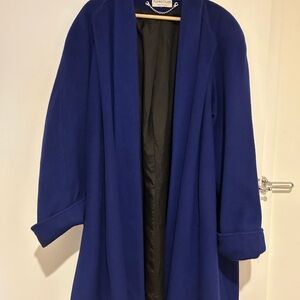 Ashley Scott Royal Blue Open-Front Trench Coat